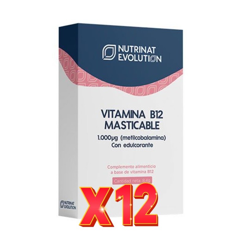 Pack de 12 unidades Vitamina B12 Masticable 30 Comprimidos Nutrinat Evolution