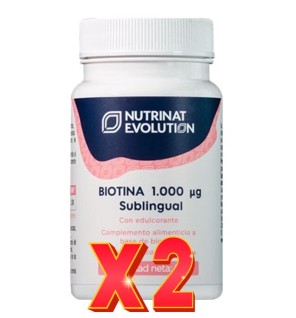 Pack de 2 unidades Biotina 1.000 µg 30 Comprimidos Nutrinat Evolution