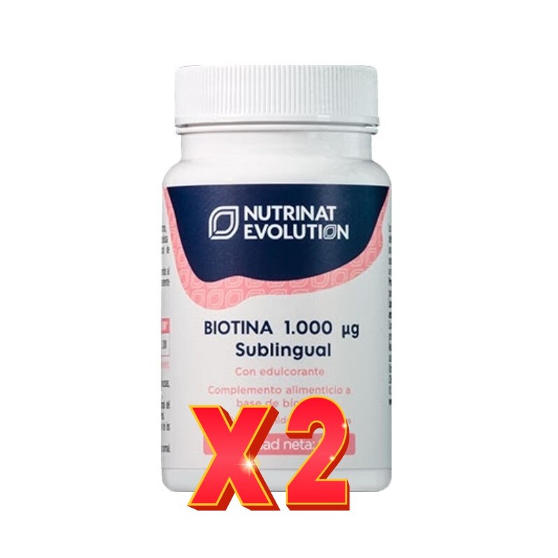 Pack de 2 unidades Biotina 1.000 µg 30 Comprimidos Nutrinat Evolution