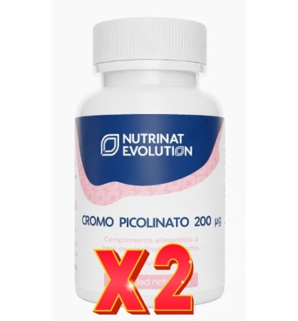 Pack de 2 unidades Cromo Picolinato 200 µg 60 Cápsulas Vegetales Nutrinat Evolution