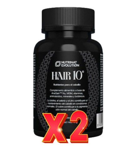 Pack de 2 unidades Hair 10 60 Cápsulas Vegetales Nutrinat Evolution