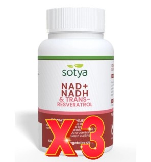 Pack de 3 unidades NAD+ & Trans-Resveratrol 570 Mg 60 Cápsulas Sotya
