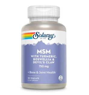 Msm W/Turmeric, Boswellia & Devil'S Claw 750 Mg. 90 Cápsulas Vegetales Solaray