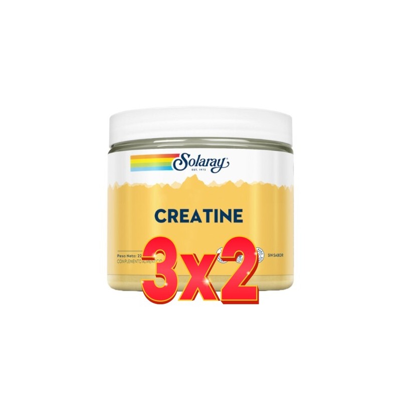 Pack de 3x2 unidades Creatina 225 Gr Polvo Sin Sabor Solaray
