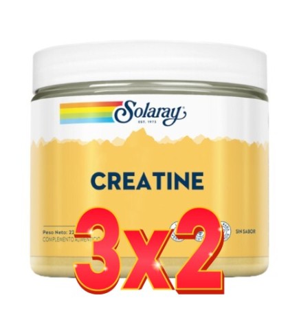 Pack de 3x2 unidades Creatina 225 Gr Polvo Sin Sabor Solaray