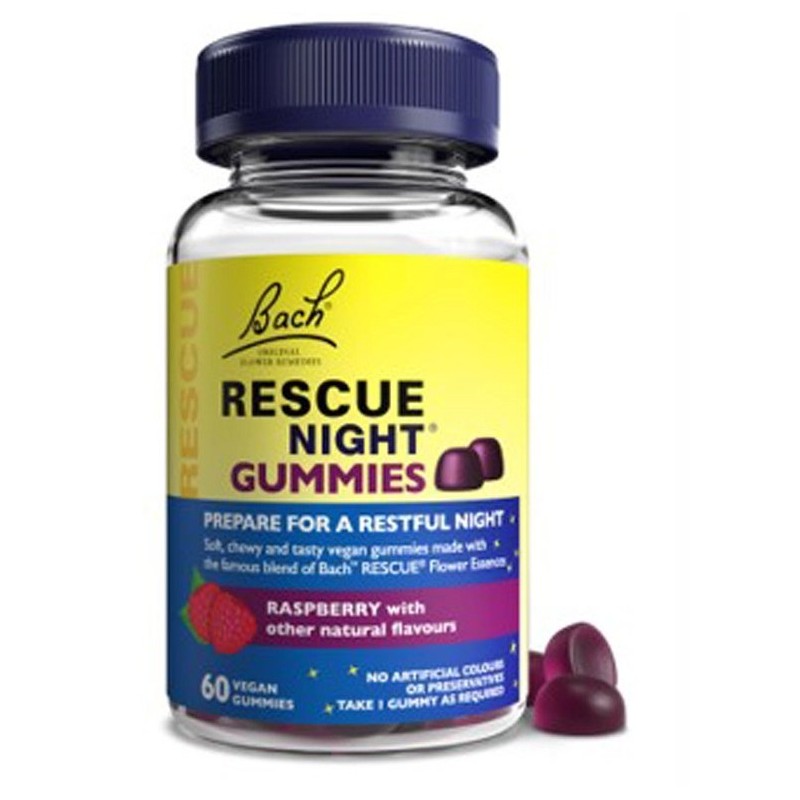 Rescue Night Gummies (Sabor Frutos Rojos) 60 Pastillas De Goma Flores Bach Original