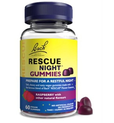 Rescue Night Gummies (Sabor Frutos Rojos) 60 Pastillas De Goma Flores Bach Original