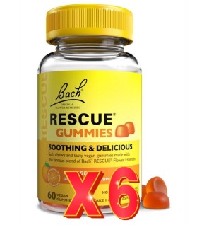 Pack de 6 unidades Rescue Gummies (Sabor Naranja) 60 Pastillas De Goma Flores Bach Original