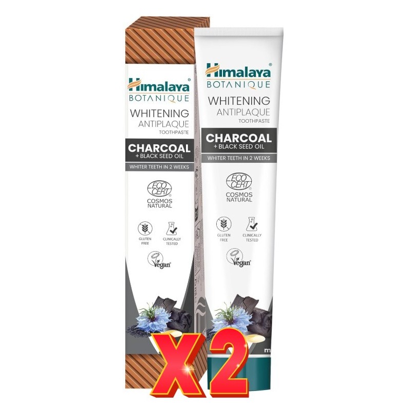 Pack de 2 unidades Pasta Dentrífica Botanique Blanqueante Anti Placa Carbón 75 Ml (Ecocert) Himalaya