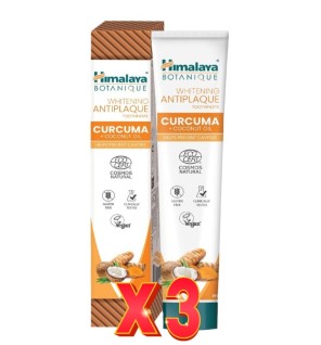 Pack de 3 unidades Pasta Dentrífica Botanique Blanqueante Anti Placa Cúrcuma & Aceite De Coco 75 Ml (Ecocert) Himalaya