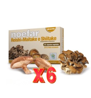 Pack de 6 unidades Reishi-Maitake-Shitake, 30 Caps. Noefar